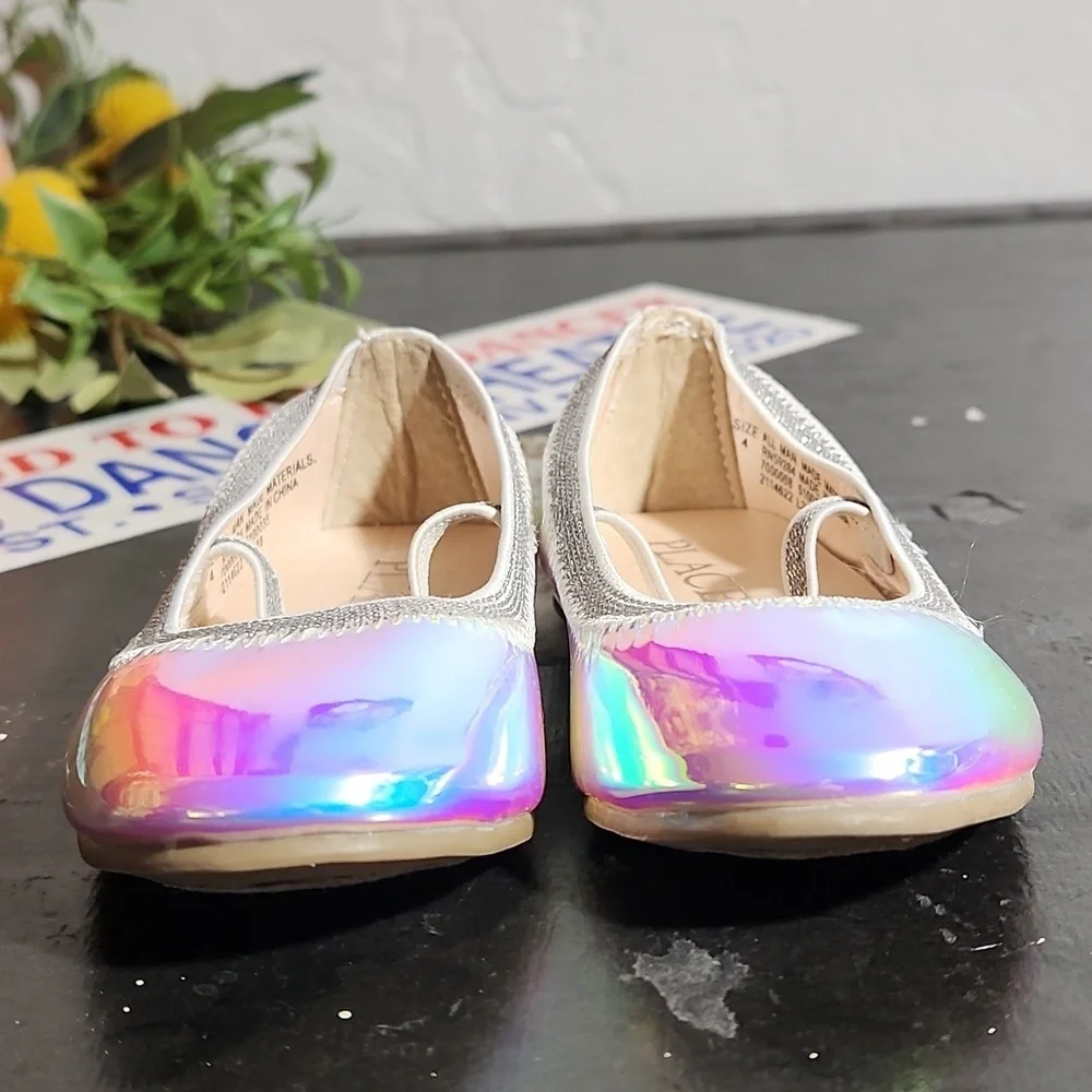 PLACE Metallic Shiny Ballerina Flats Elastic Strap 4